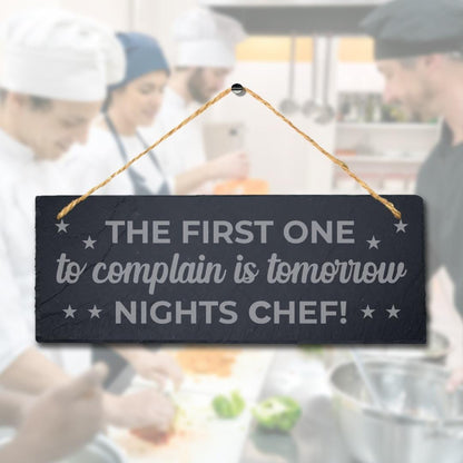 Night Chef Hanging Slate Sign Engraved Plaque Restaurant Kitchen Funny Home Gift