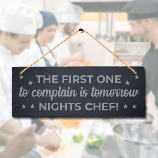 Night Chef Hanging Slate Sign Engraved Plaque Restaurant Kitchen Funny Home Gift