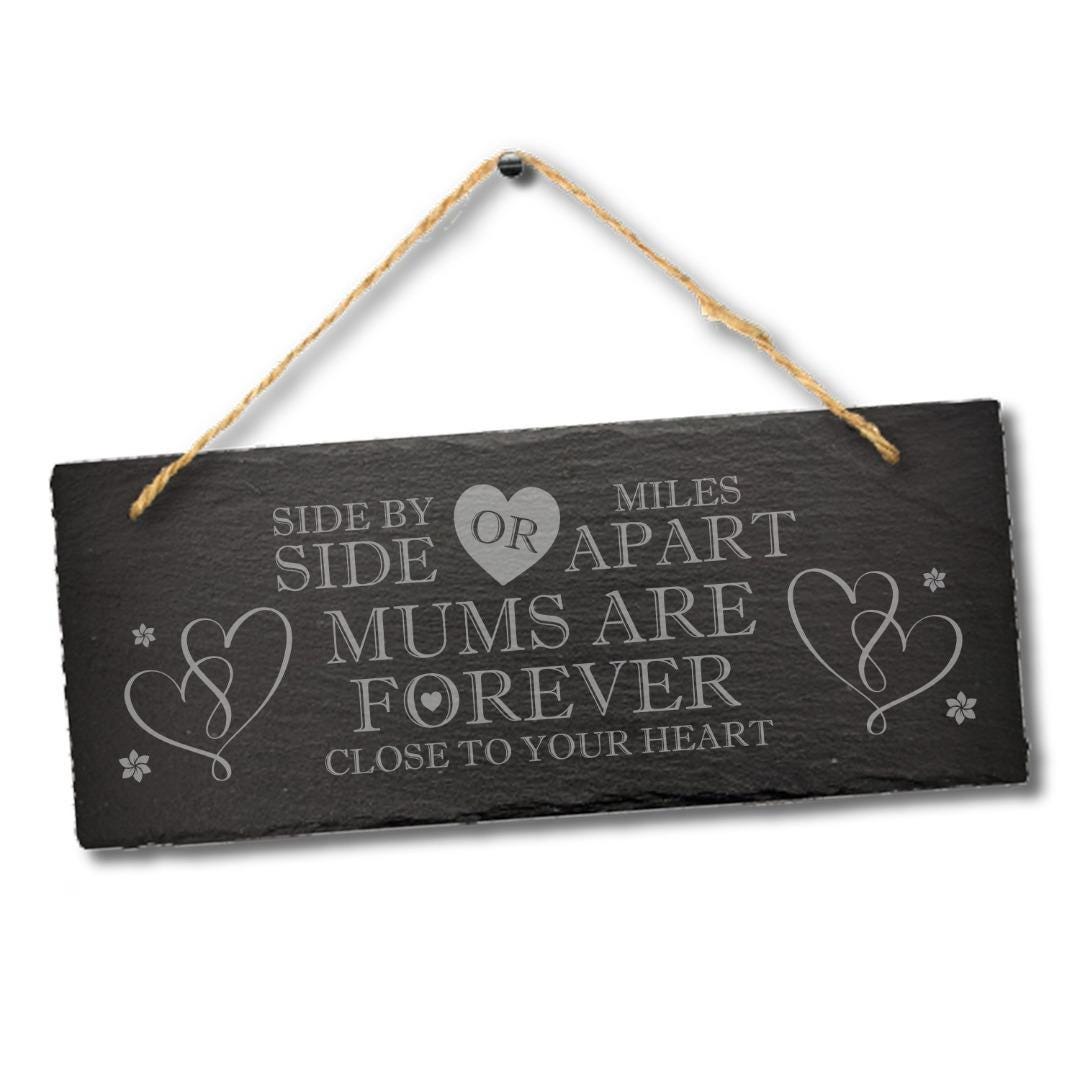 Side By Side Mum Mother Engraved Hanging Slate Plaque Mom Grandmother Gift Art