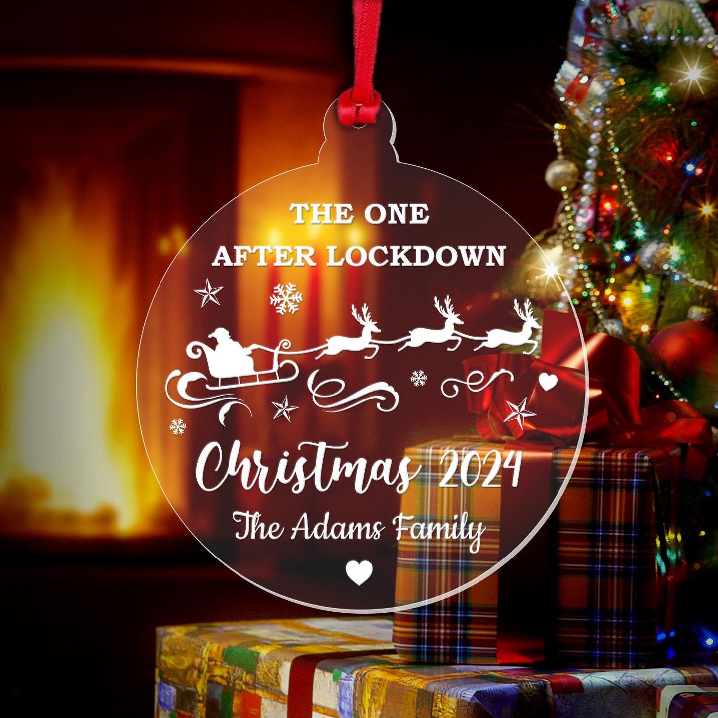 Personalised Family Name Christmas Bauble Lockdown Xmas Keepsake Decoration Gift