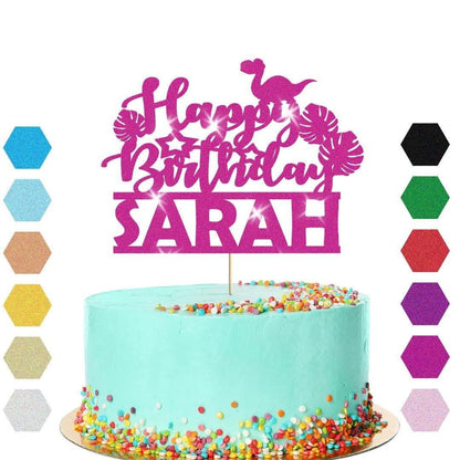 Custom Dinosaur Glitter Cake Topper Jurassic Dino Birthday Party Cake Decoration