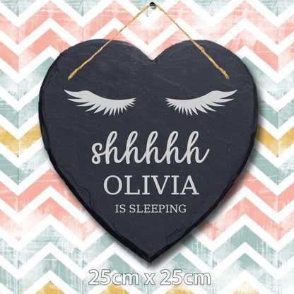 Personalised Baby Sleeping Slate Sign - Shhh New Baby Girl Gift