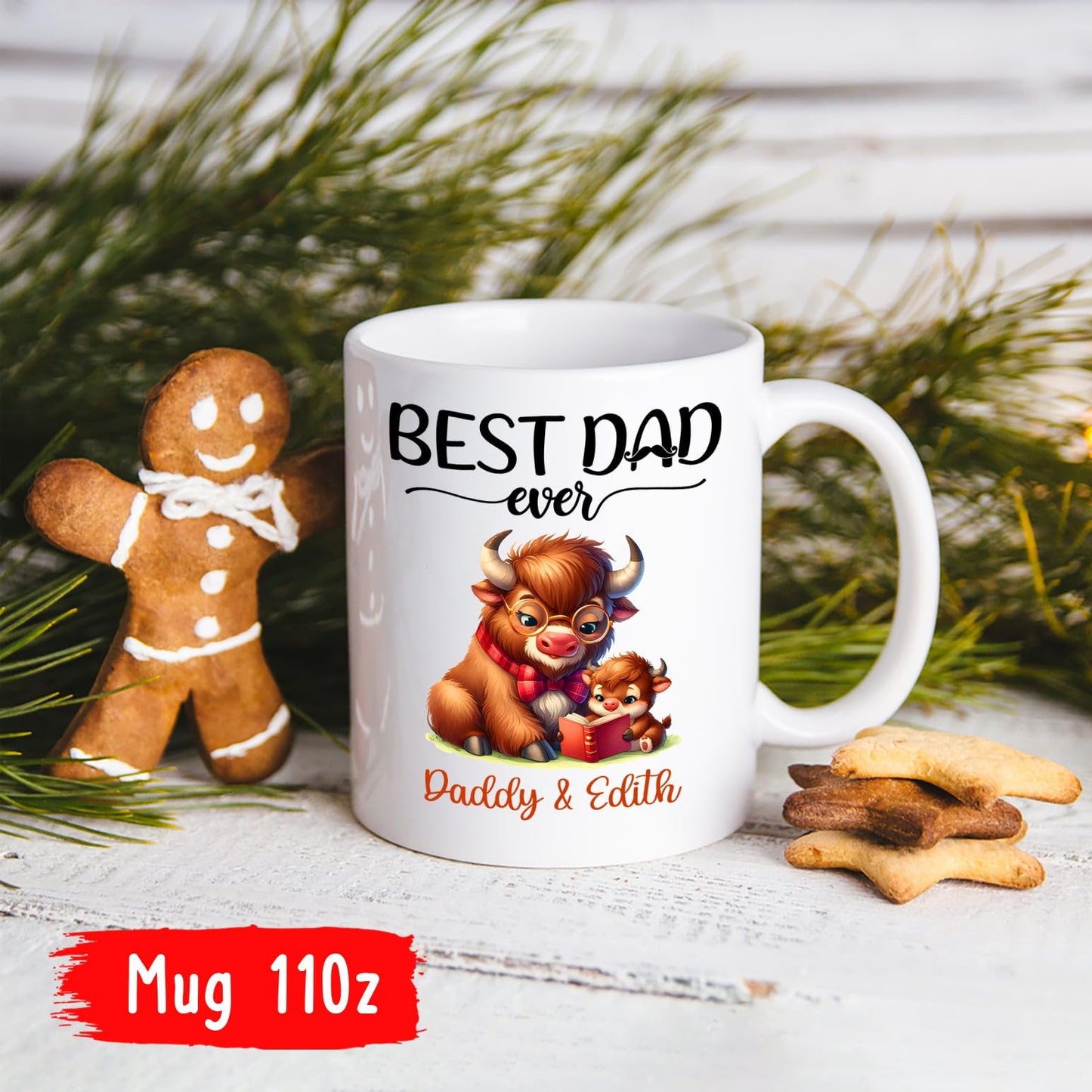 Custom Names Bison | Ceramic Coffee Mug | Father's Day Gift | Stylish Printed Design | Tea & Coffee Cup | 11oz