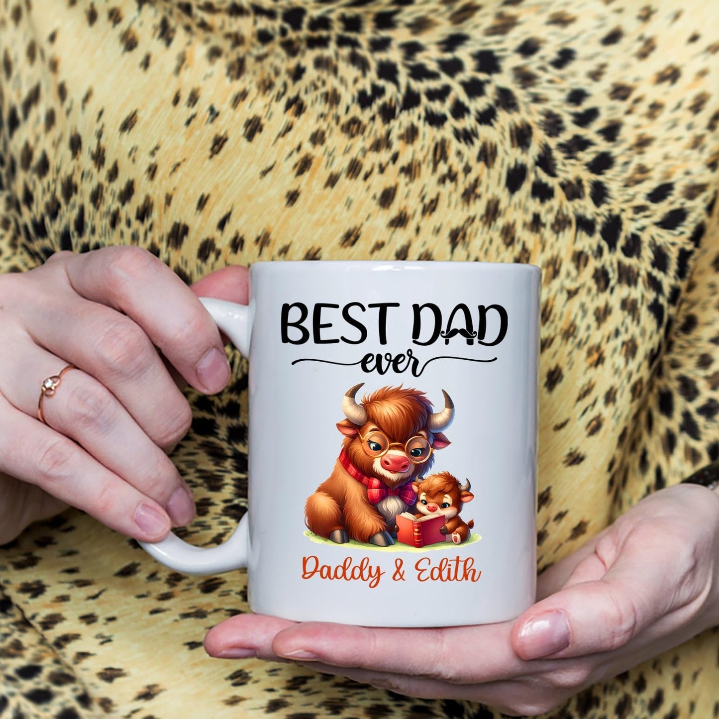 Custom Names Bison | Ceramic Coffee Mug | Father's Day Gift | Stylish Printed Design | Tea & Coffee Cup | 11oz