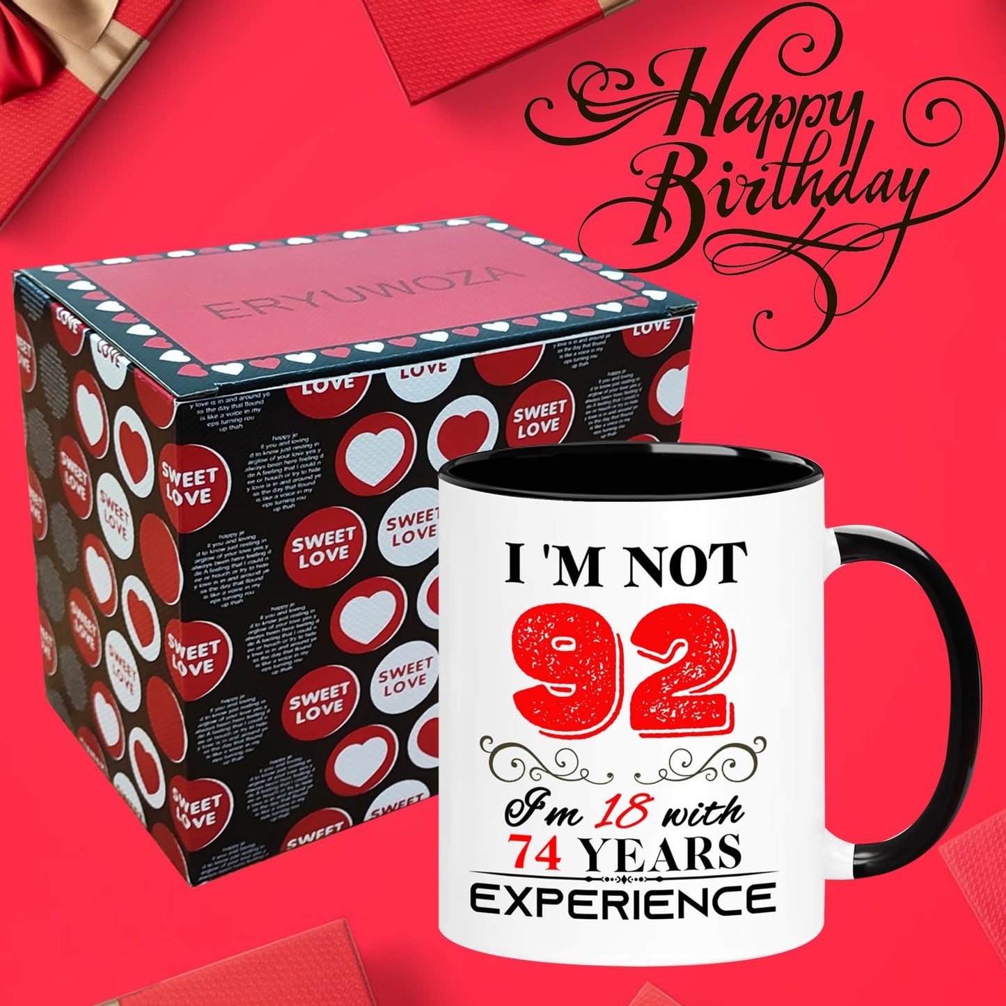 1934 92th for Women Men | Ceramic Coffee Mug | Father's Day Gift | Stylish Printed Design | Tea & Coffee Cup | 11oz | Black Two-Tone Design