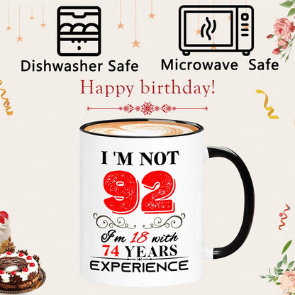 1934 92th for Women Men | Ceramic Coffee Mug | Father's Day Gift | Stylish Printed Design | Tea & Coffee Cup | 11oz | Black Two-Tone Design