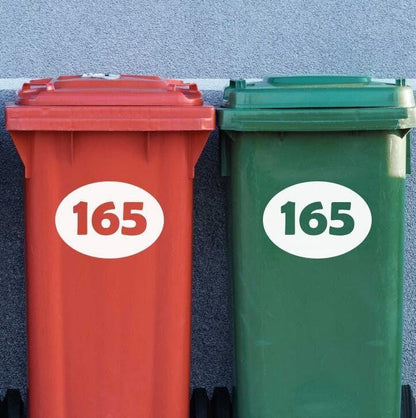 Personalised Oval Wheelie Bin Sticker: Custom Number Vinyl Decal