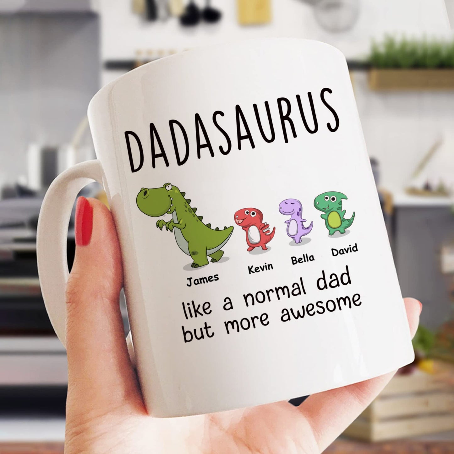 Personalized DADASAURUS | Ceramic Coffee Mug | Father's Day Gift | Stylish Printed Design | Tea & Coffee Cup | 11oz