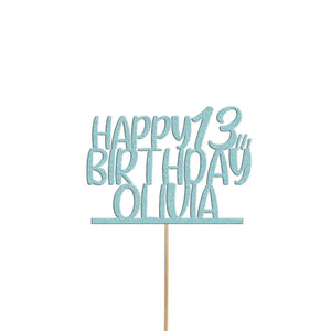 Personalised Glitter Birthday Cake Topper: Custom Name & Age