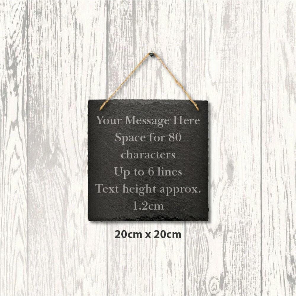 Large Personalised Slate Plaque Engraved Message Sign Home Wedding 20cm Square