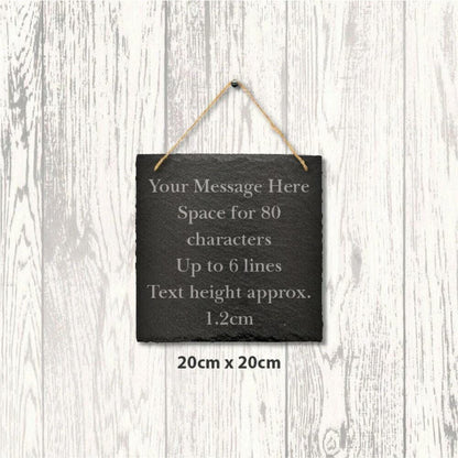 Large Personalised Slate Plaque Engraved Message Sign Home Wedding 20cm Square