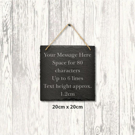 Large Personalised Slate Plaque Engraved Message Sign Home Wedding 20cm Square