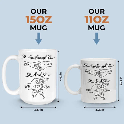 Personalized Fist Bump Husband To Dad | Ceramic Coffee Mug | Father's Day Gift | Stylish Printed Design | Tea & Coffee Cup | 11oz | Black Two-Tone Design
