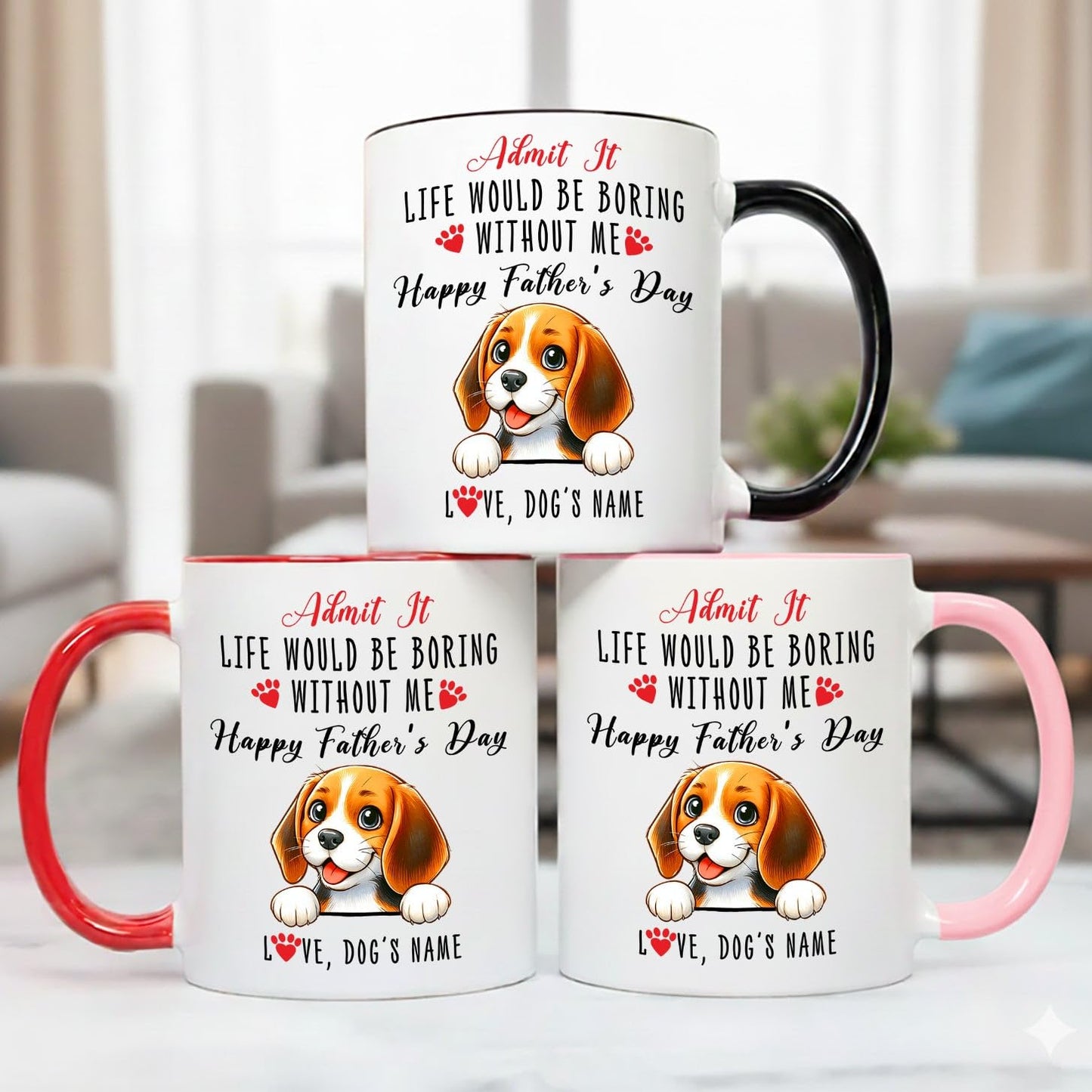 Personalized Name For Beagle Dog Lover | Ceramic Coffee Mug | Father's Day Gift | Stylish Printed Design | Tea & Coffee Cup | 11oz | Black Two-Tone Design