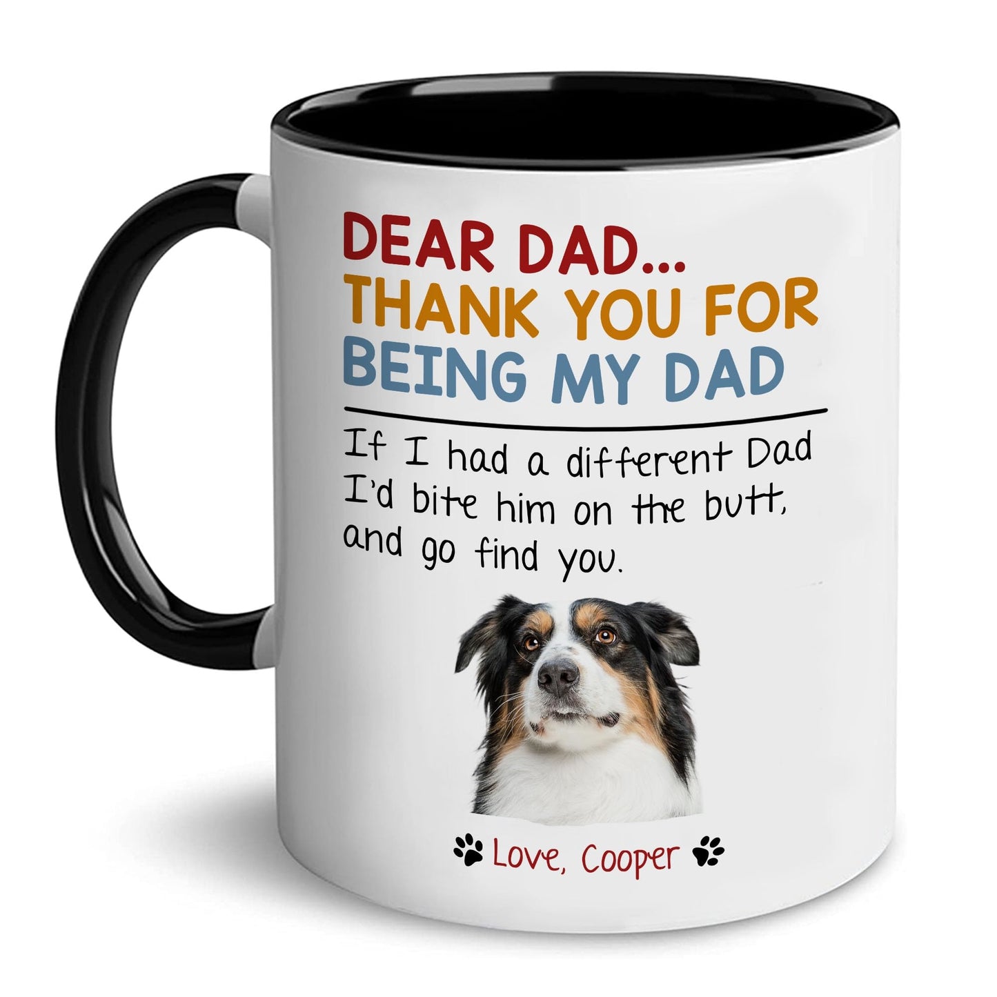 Personalized Thank You For Being My Dad | Ceramic Coffee Mug | Father's Day Gift | Stylish Printed Design | Tea & Coffee Cup | 11oz | Black Two-Tone Design