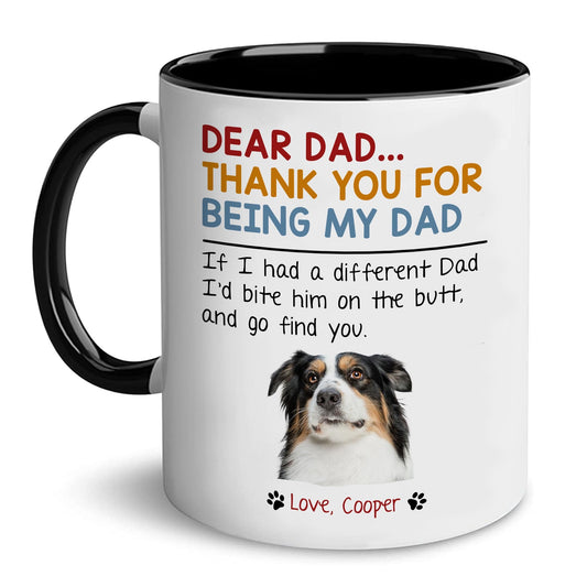Personalized Thank You For Being My Dad | Ceramic Coffee Mug | Father's Day Gift | Stylish Printed Design | Tea & Coffee Cup | 11oz | Black Two-Tone Design