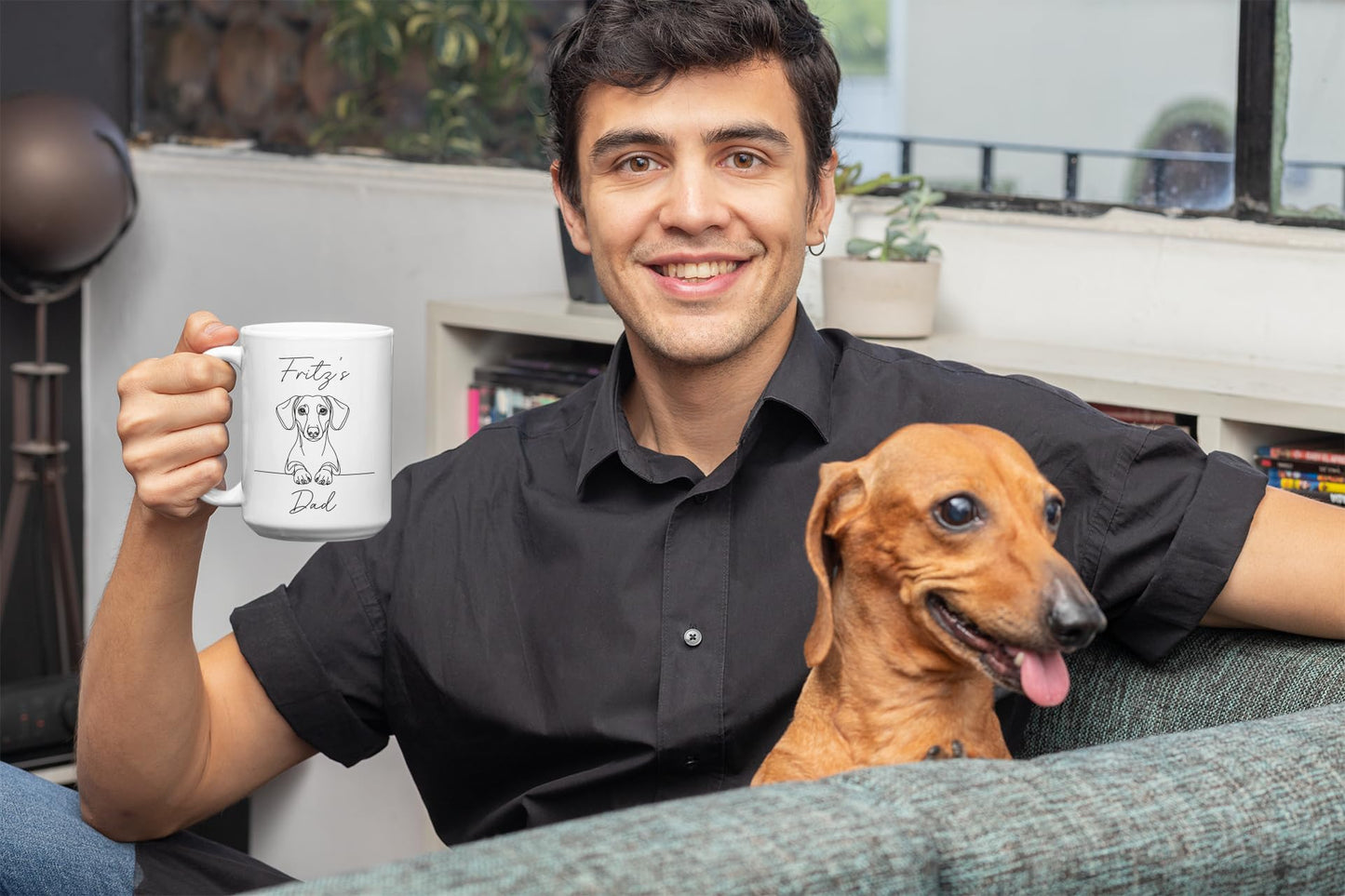 Personalized Dog Name Mug for Dog Dad & Mom | Ceramic Coffee Mug | Father's Day Gift | Stylish Printed Design | Tea & Coffee Cup | 11oz | Black Two-Tone Design