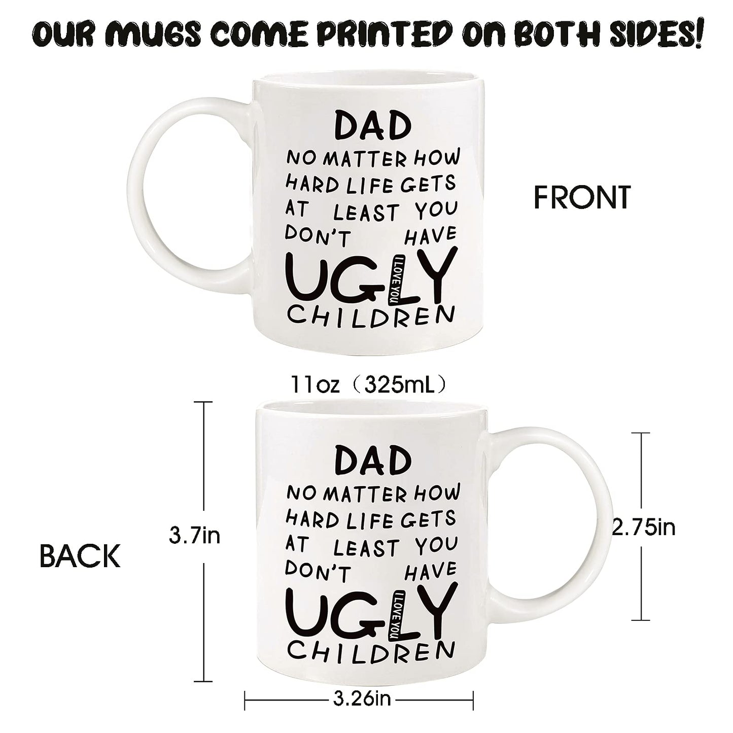 Dad from Daughter Son Wife | Ceramic Coffee Mug | Father's Day Gift | Stylish Printed Design | Tea & Coffee Cup | 11oz