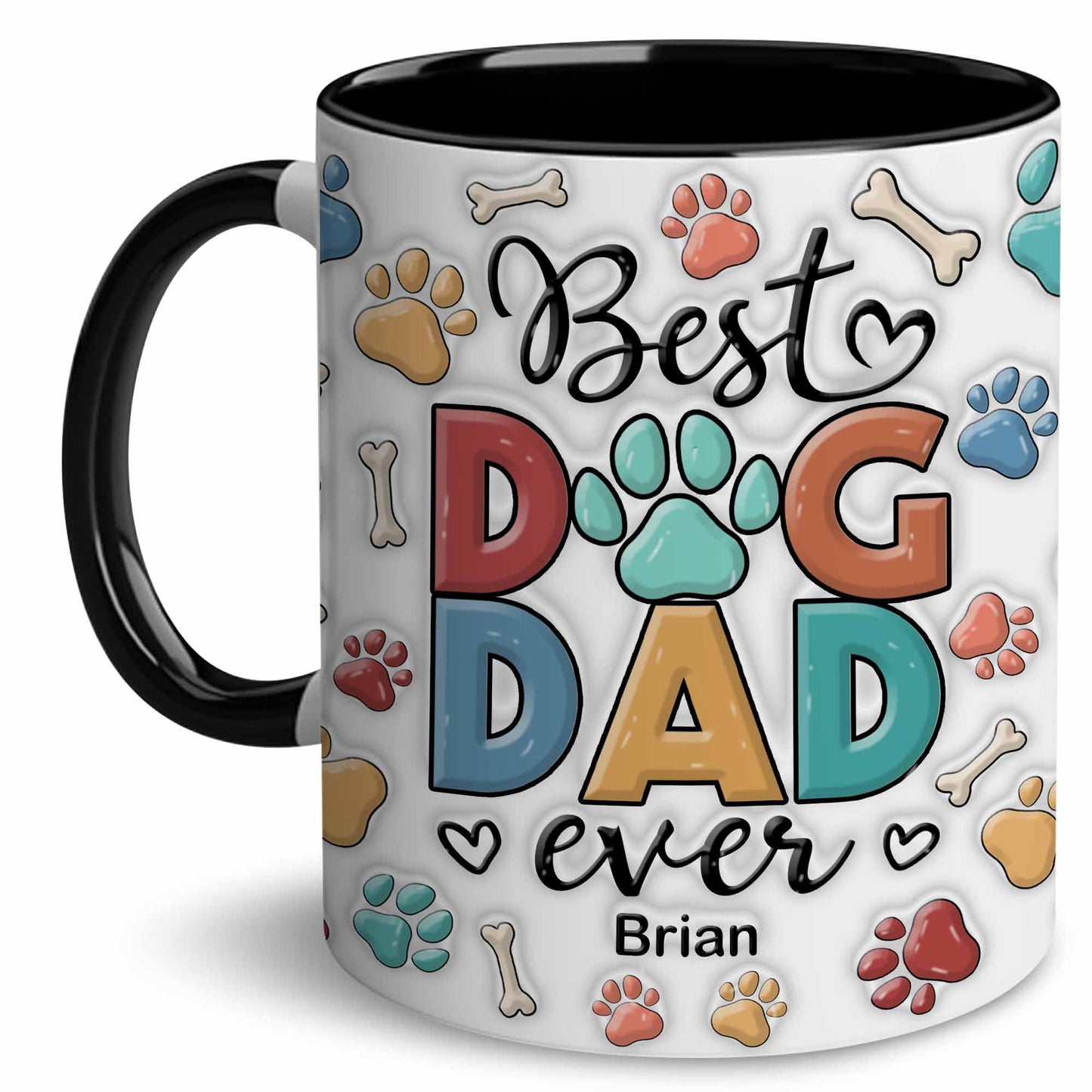 Mugs For Dog Dad | Ceramic Coffee Mug | Father's Day Gift | Stylish Printed Design | Tea & Coffee Cup | 11oz | Black Two-Tone Design