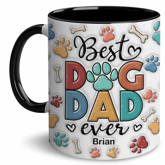 Mugs For Dog Dad | Ceramic Coffee Mug | Father's Day Gift | Stylish Printed Design | Tea & Coffee Cup | 11oz | Black Two-Tone Design