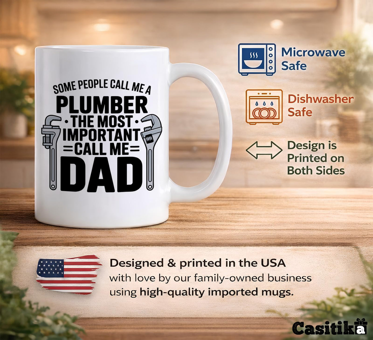 Plumber Dad Coffee . Funny Trade Father from Kids for | Ceramic Coffee Mug | Father's Day Gift | Stylish Printed Design | Tea & Coffee Cup | 11oz