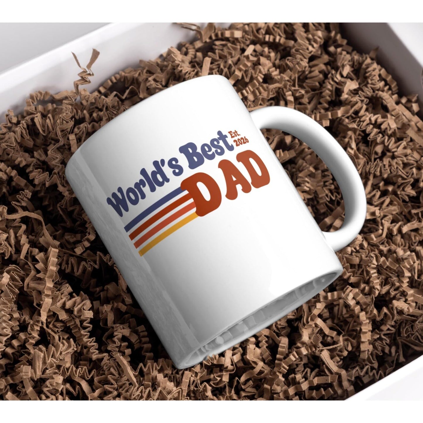 Worldâ€™s Best Dad EST 2026 Fatherâ€™s Day Vintage Daddy Coffee New Dad First Father's Day Unique White Funny | Ceramic Coffee Mug | Father's Day Gift | Stylish Printed Design | Tea & Coffee Cup | 11oz