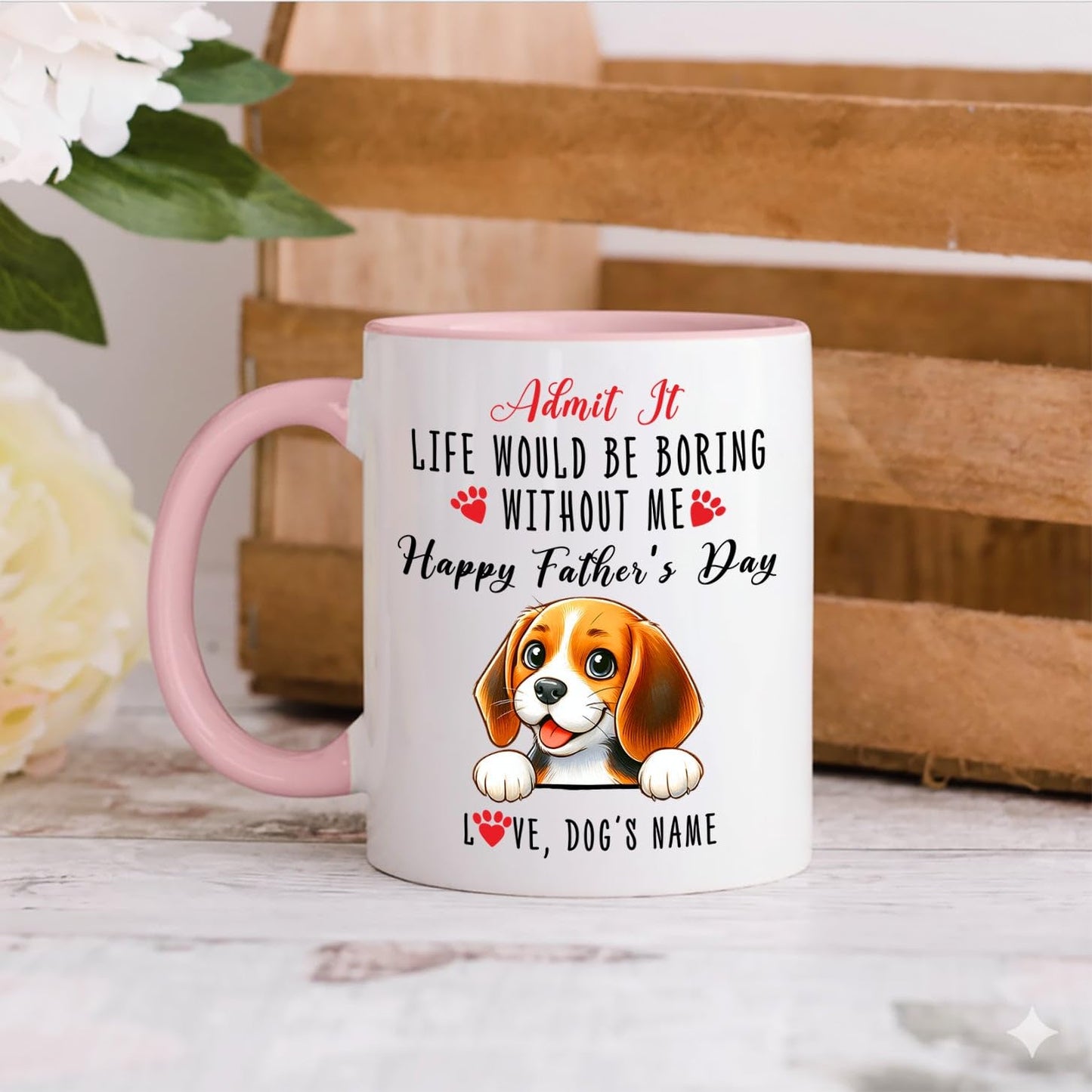 Personalized Name For Beagle Dog Lover | Ceramic Coffee Mug | Father's Day Gift | Stylish Printed Design | Tea & Coffee Cup | 11oz | Black Two-Tone Design