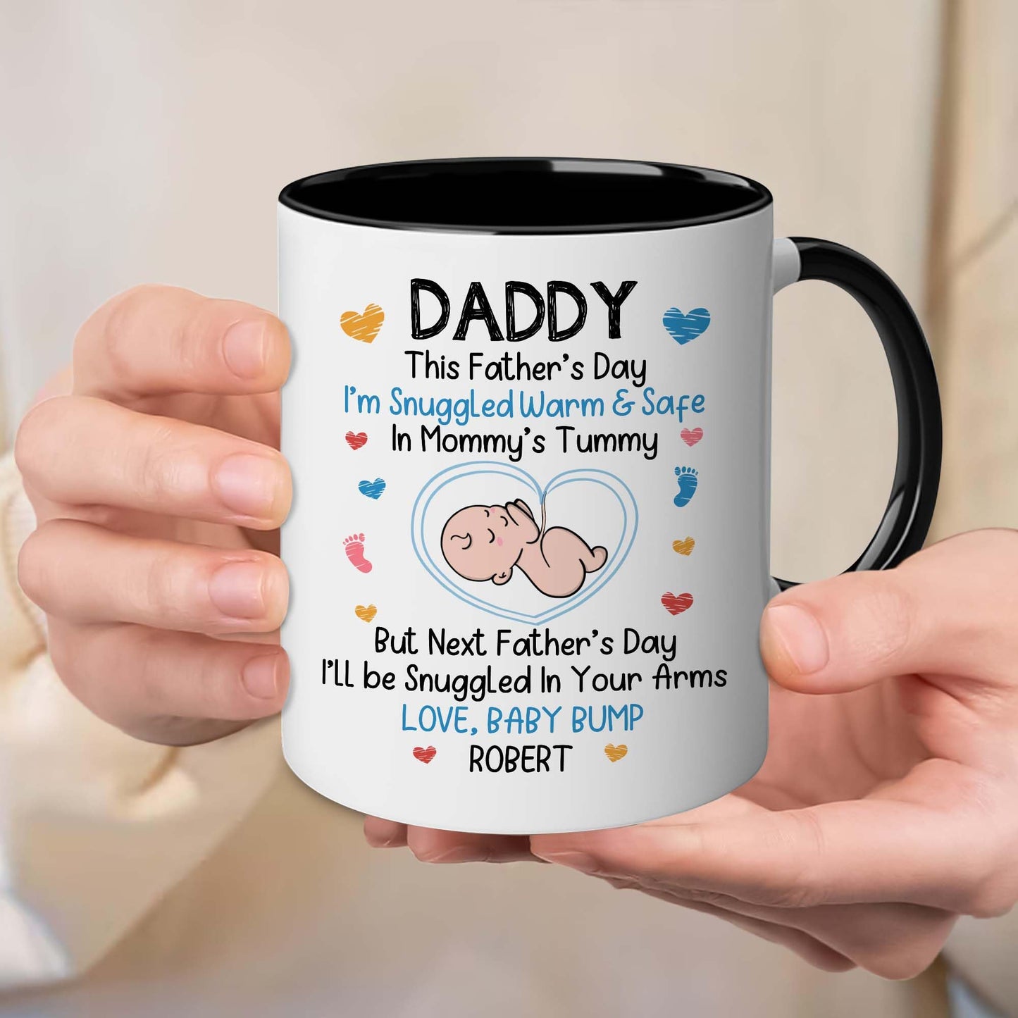 Personalized Daddy Coffee Mug | Ceramic Coffee Mug | Father's Day Gift | Stylish Printed Design | Tea & Coffee Cup | 11oz | Black Two-Tone Design