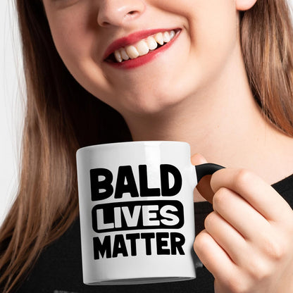 Funny Bald Humor for Dad Coffee - Sarcastic Bald Joke for Men | Ceramic Coffee Mug | Father's Day Gift | Stylish Printed Design | Tea & Coffee Cup | 11oz | Black Two-Tone Design