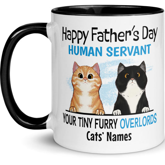 Father's Day Cat Personalized | Ceramic Coffee Mug | Father's Day Gift | Stylish Printed Design | Tea & Coffee Cup | 11oz | Black Two-Tone Design