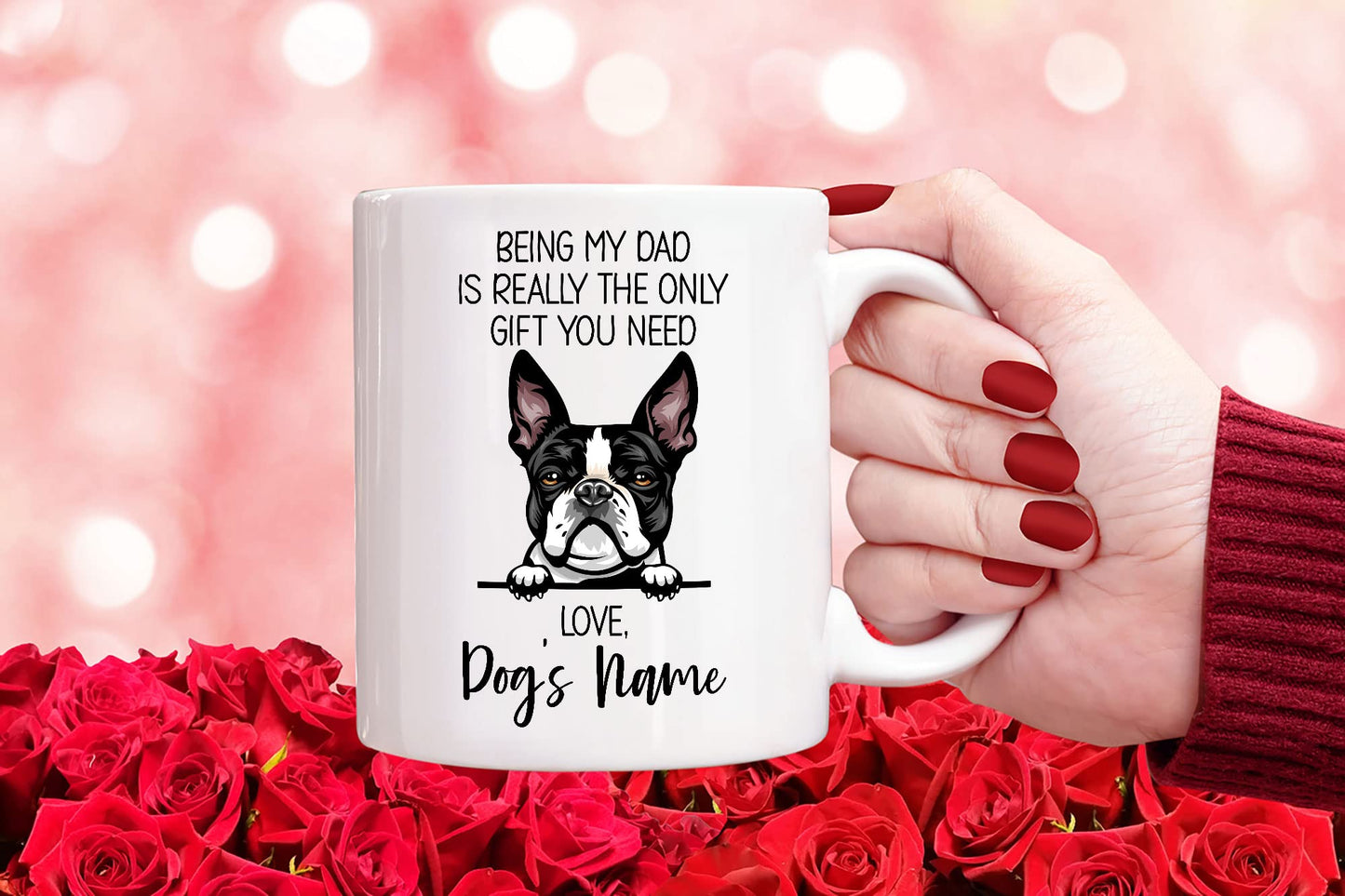Personalized Boston Terrier | Ceramic Coffee Mug | Father's Day Gift | Stylish Printed Design | Tea & Coffee Cup | 11oz