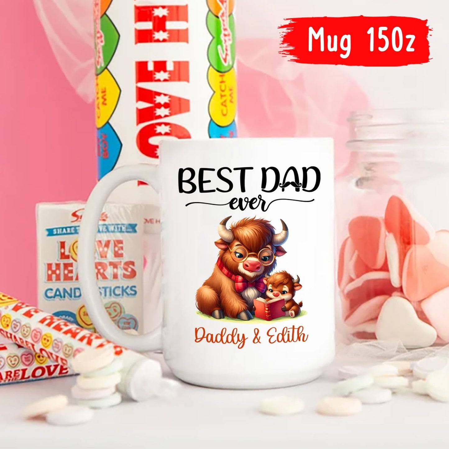 Custom Names Bison | Ceramic Coffee Mug | Father's Day Gift | Stylish Printed Design | Tea & Coffee Cup | 11oz