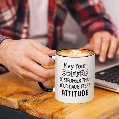 Dad from Daughter | Ceramic Coffee Mug | Father's Day Gift | Stylish Printed Design | Tea & Coffee Cup | 11oz | Black Two-Tone Design