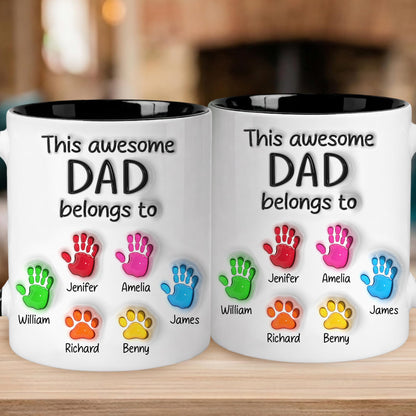 Personalized Dad With Kids Names | Ceramic Coffee Mug | Father's Day Gift | Stylish Printed Design | Tea & Coffee Cup | 11oz | Black Two-Tone Design