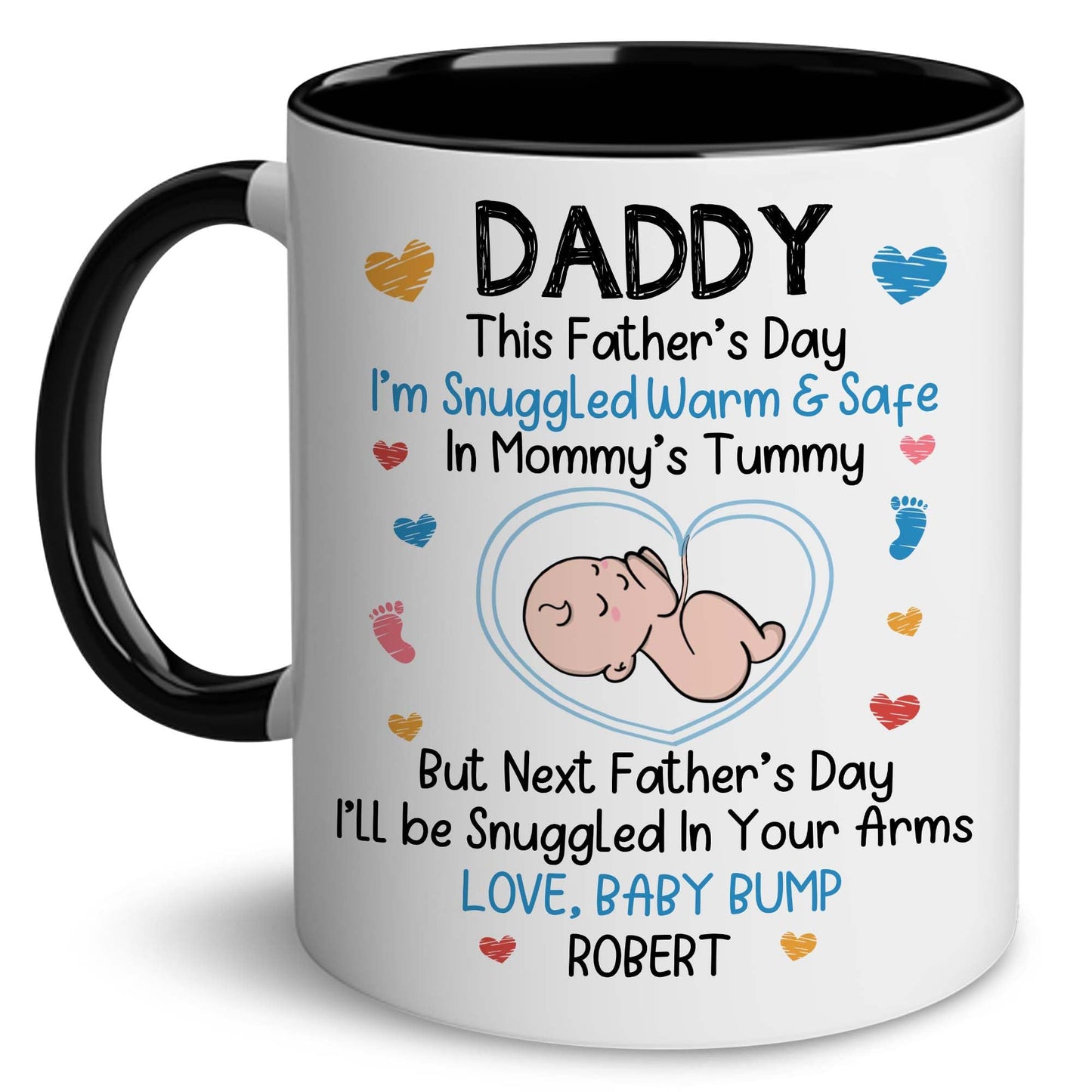 Personalized Daddy Coffee Mug | Ceramic Coffee Mug | Father's Day Gift | Stylish Printed Design | Tea & Coffee Cup | 11oz | Black Two-Tone Design