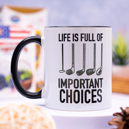 Golf for Dad | Ceramic Coffee Mug | Father's Day Gift | Stylish Printed Design | Tea & Coffee Cup | 11oz | Black Two-Tone Design