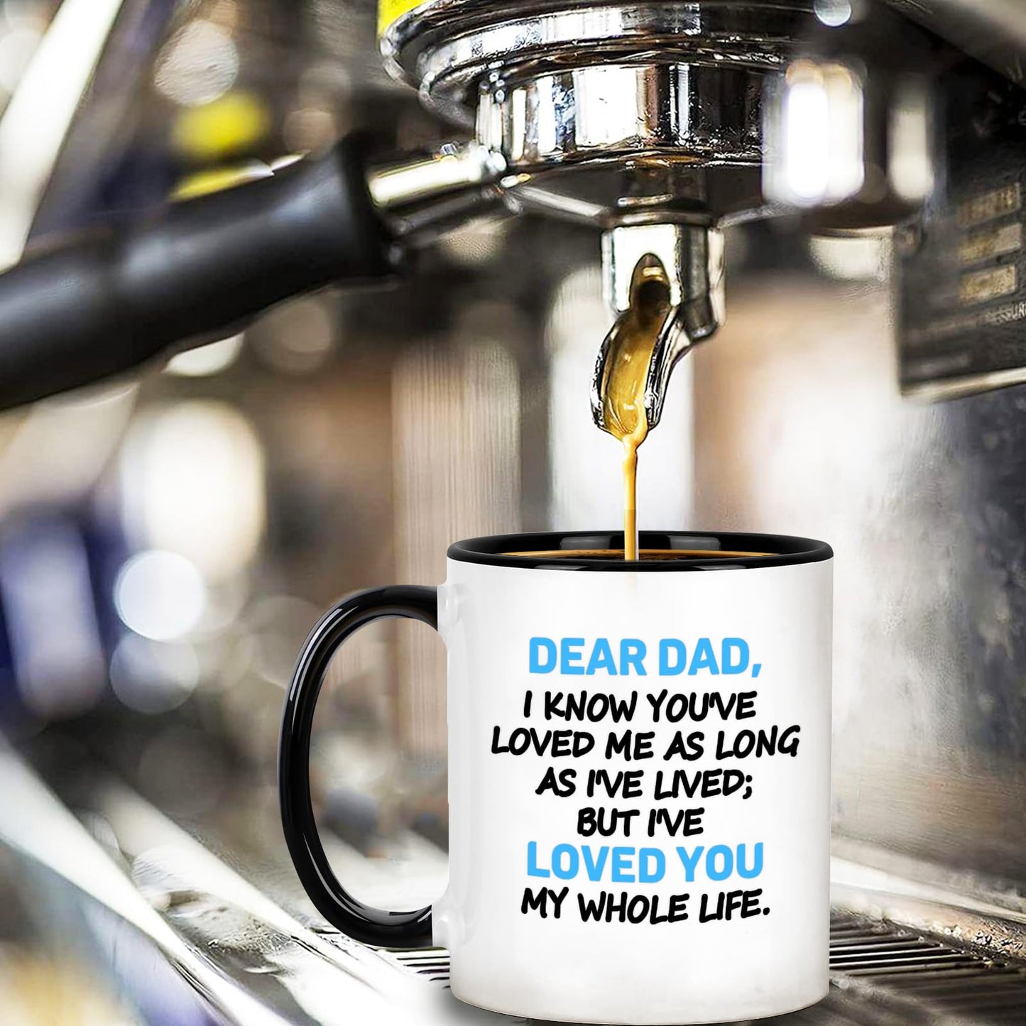Dad from Daughter Son Kids | Ceramic Coffee Mug | Father's Day Gift | Stylish Printed Design | Tea & Coffee Cup | 11oz | Black Two-Tone Design