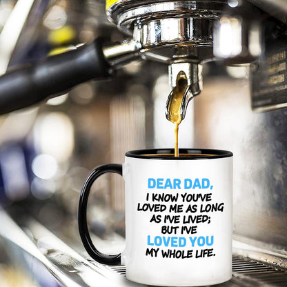 Dad from Daughter Son Kids | Ceramic Coffee Mug | Father's Day Gift | Stylish Printed Design | Tea & Coffee Cup | 11oz | Black Two-Tone Design