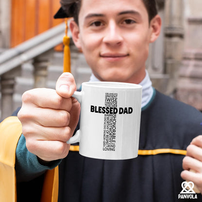 Blessed Dad Father's Day Dad from Daughter Son for Father Papa Christian Inspirational Motivational White | Ceramic Coffee Mug | Father's Day Gift | Stylish Printed Design | Tea & Coffee Cup | 11oz