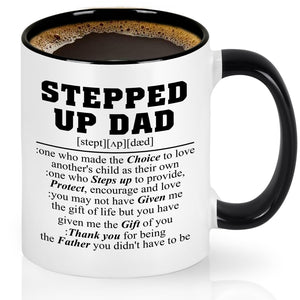 Step Dad Coffee Mugs | Ceramic Coffee Mug | Father's Day Gift | Stylish Printed Design | Tea & Coffee Cup | 11oz | Black Two-Tone Design