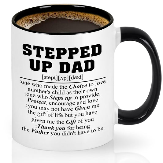 Step Dad Coffee Mugs | Ceramic Coffee Mug | Father's Day Gift | Stylish Printed Design | Tea & Coffee Cup | 11oz | Black Two-Tone Design
