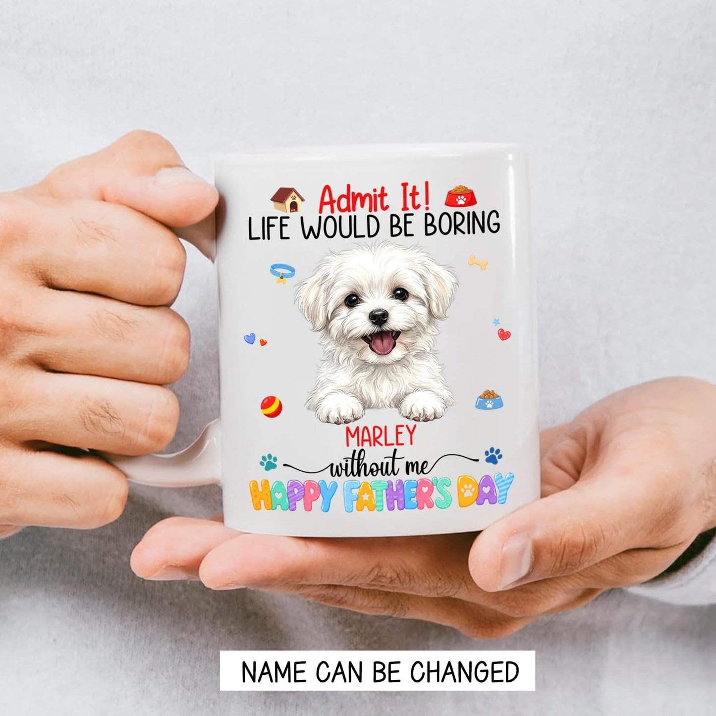 Customized Maltese with Name | Ceramic Coffee Mug | Father's Day Gift | Stylish Printed Design | Tea & Coffee Cup | 11oz | Black Two-Tone Design