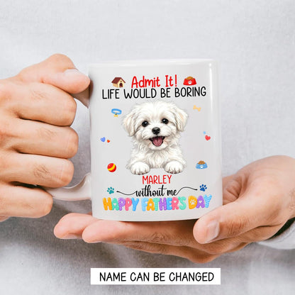 Customized Maltese with Name | Ceramic Coffee Mug | Father's Day Gift | Stylish Printed Design | Tea & Coffee Cup | 11oz | Black Two-Tone Design
