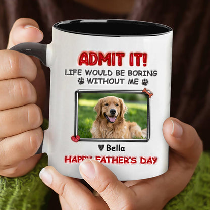 Custom Photo Cups For Dog Lover Or Dad on Father's Day With Dog Name | Ceramic Coffee Mug | Father's Day Gift | Stylish Printed Design | Tea & Coffee Cup | 11oz | Black Two-Tone Design