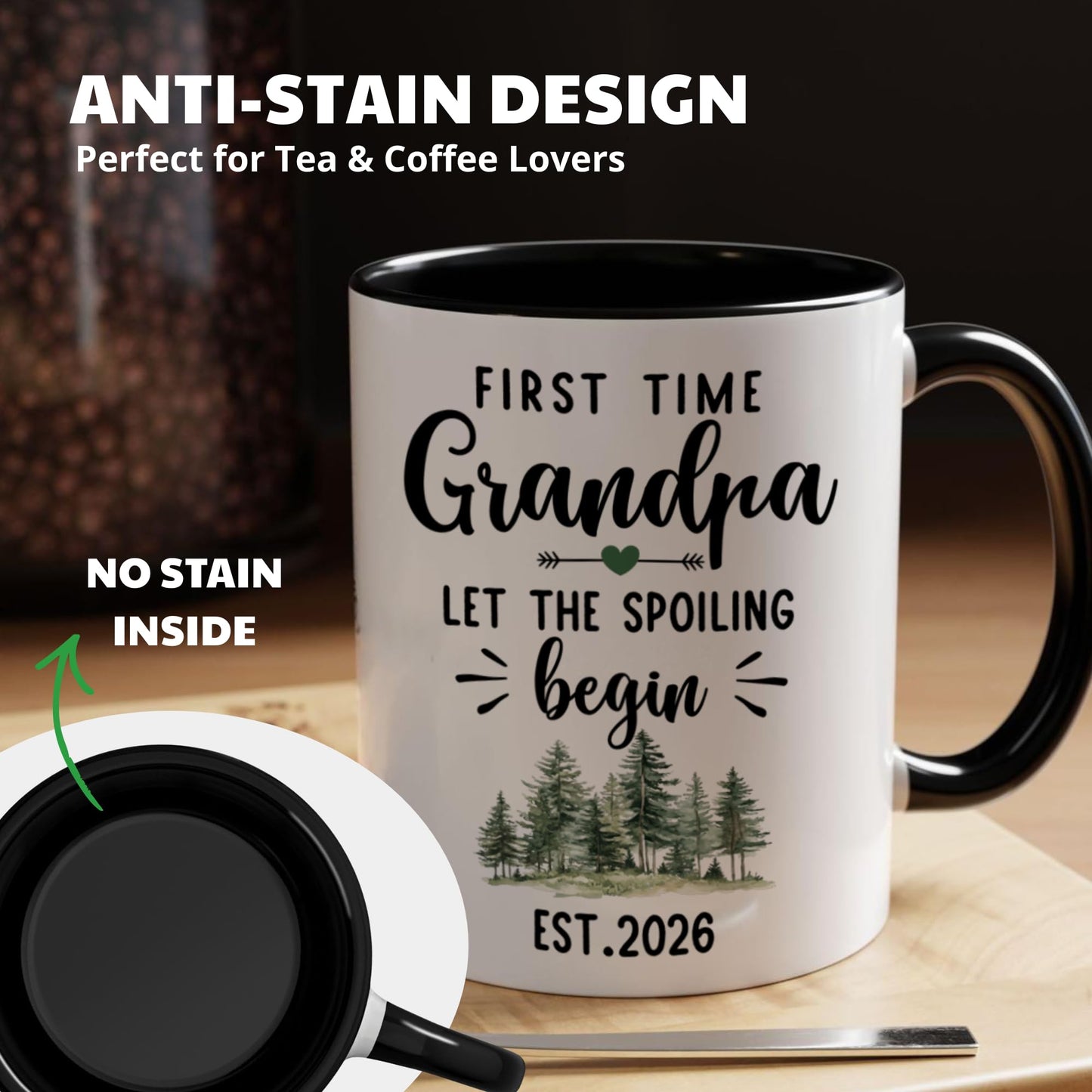 for Grandpa | Ceramic Coffee Mug | Father's Day Gift | Stylish Printed Design | Tea & Coffee Cup | 11oz | Black Two-Tone Design