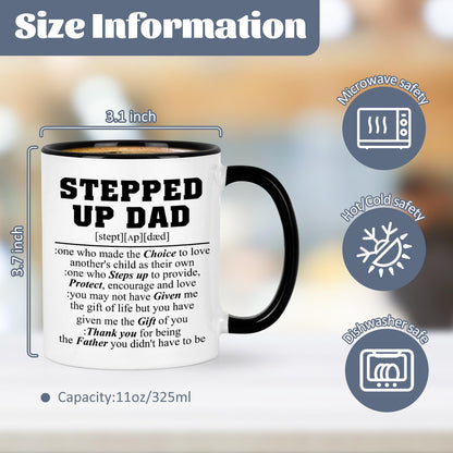 Step Dad Coffee Mugs | Ceramic Coffee Mug | Father's Day Gift | Stylish Printed Design | Tea & Coffee Cup | 11oz | Black Two-Tone Design