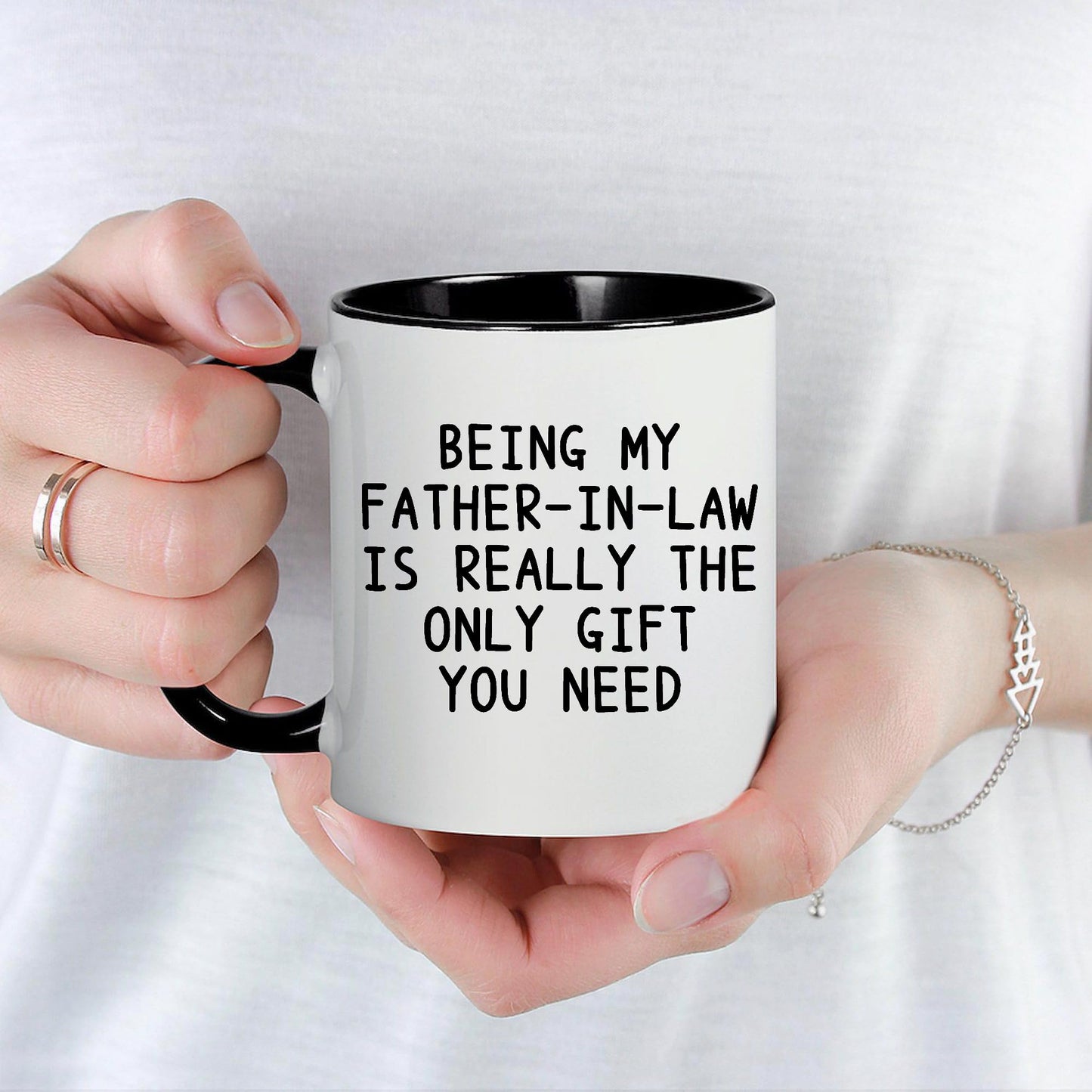 Being My Father In Law Is Really The Only You Need - White Coffee | Ceramic Coffee Mug | Father's Day Gift | Stylish Printed Design | Tea & Coffee Cup | 11oz | Black Two-Tone Design