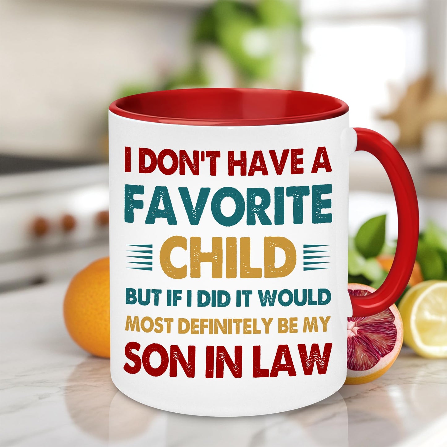 Mothers Day For Son In Law | Ceramic Coffee Mug | Father's Day Gift | Stylish Printed Design | Tea & Coffee Cup | 11oz | Red Two-Tone Design