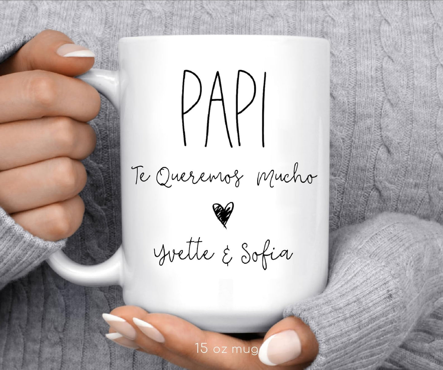 Personalized Papi Fathers Day Mug | Ceramic Coffee Mug | Father's Day Gift | Stylish Printed Design | Tea & Coffee Cup | 11oz | Black Two-Tone Design