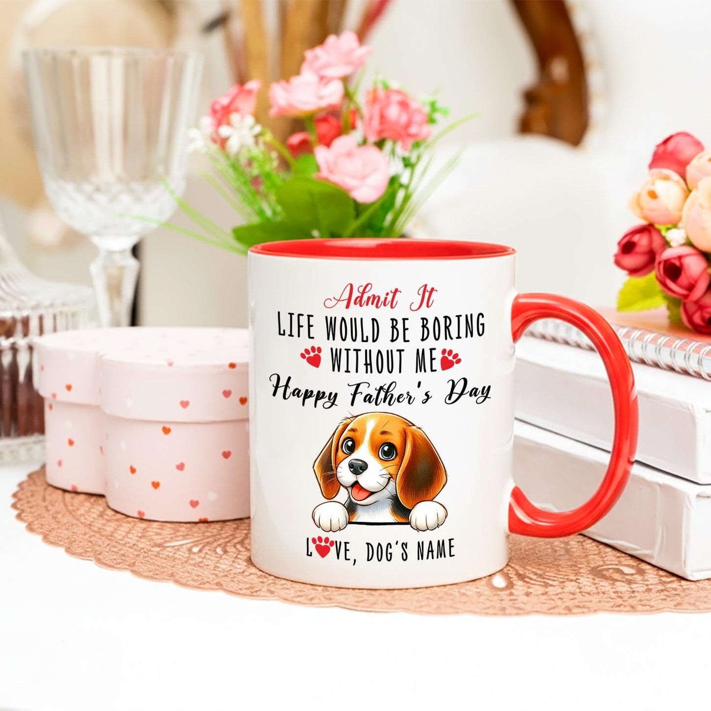 Personalized Name For Beagle Dog Lover | Ceramic Coffee Mug | Father's Day Gift | Stylish Printed Design | Tea & Coffee Cup | 11oz | Black Two-Tone Design